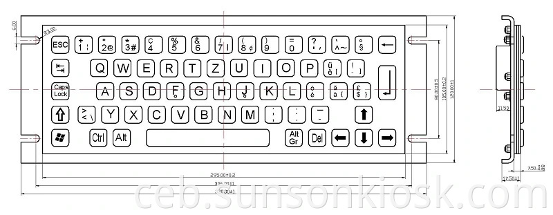 Waterproof IP65 Impormasyon Kiosk Metal Keyboard